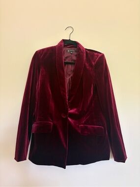 INC International Concepts Velvet Blazer - Burgundy